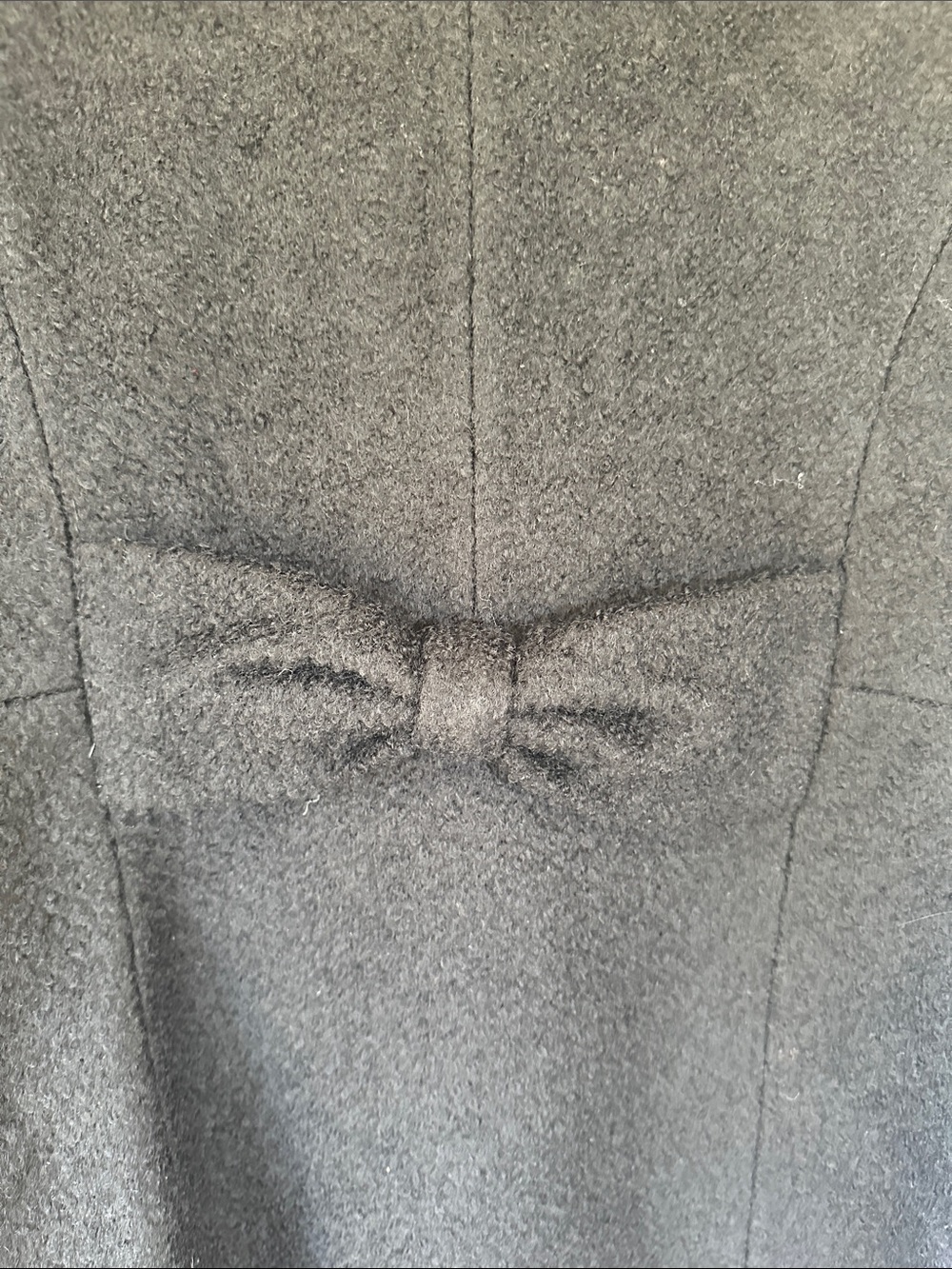GUESS Black Boucle Wool Blend Double Breasted Pea Coat with Back Bow Size XL - Picture 5 of 11